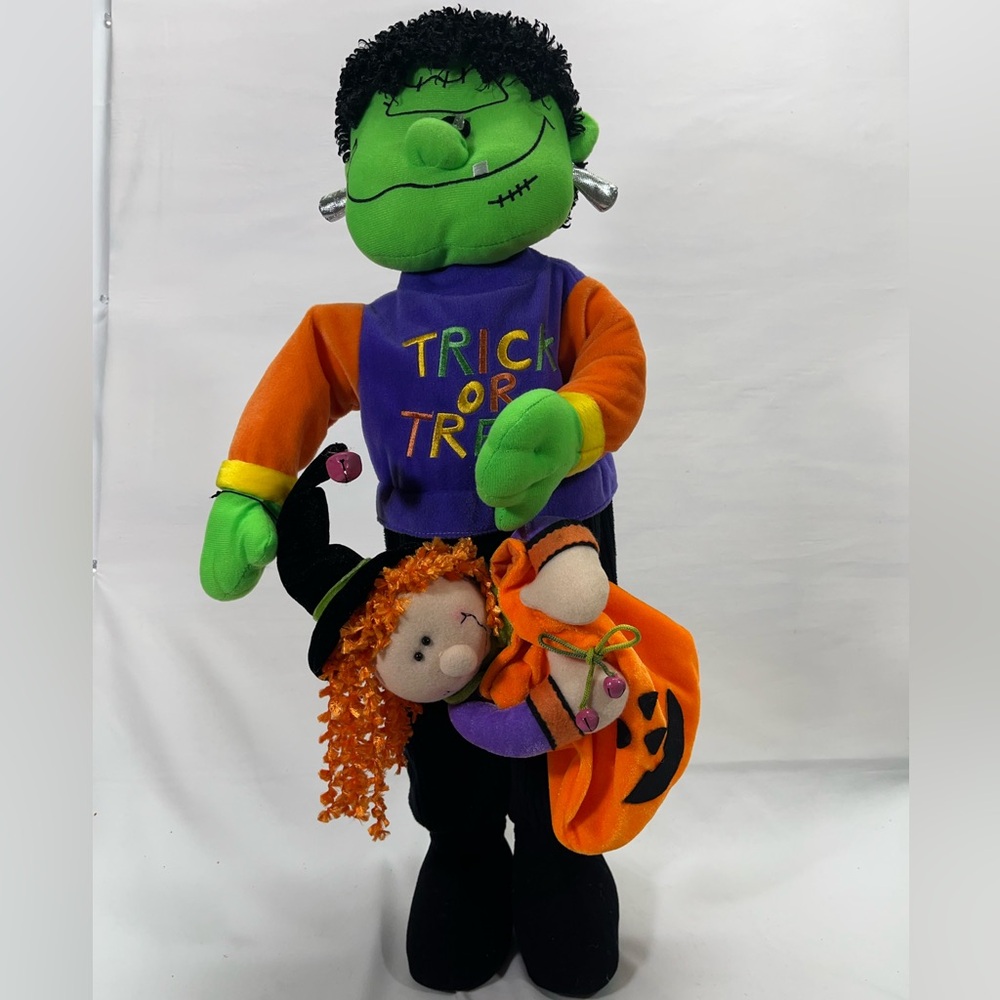 Goffa Frankenstein Trick or Treat Plush Stand Up Toy W/Witch Candy Bag Talks